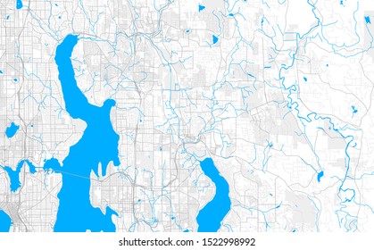 Rich detailed vector area map of Redmond, Washington, USA. Map template for home decor.