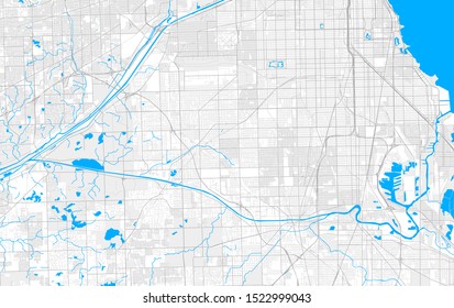 Rich detailed vector area map of Oak Lawn, Illinois, USA. Map template for home decor.