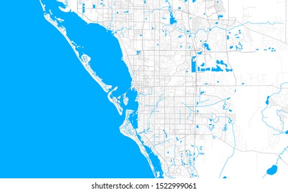 Rich detailed vector area map of Sarasota, Florida, USA. Map template for home decor.