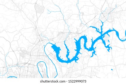 Rich detailed vector area map of Hendersonville, Tennessee, USA. Map template for home decor.