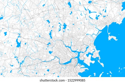 Rich detailed vector area map of Medford, Massachusetts, USA. Map template for home decor.