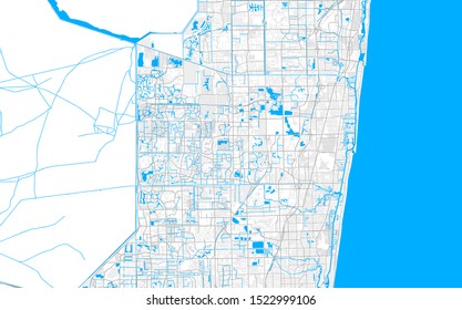 Rich detailed vector area map of Margate, Florida, USA. Map template for home decor.
