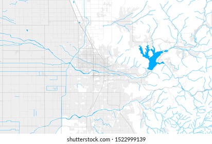 Rich detailed vector area map of Porterville, California, USA. Map template for home decor.