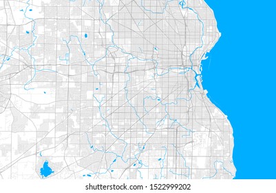 Rich detailed vector area map of West Allis, Wisconsin, USA. Map template for home decor.
