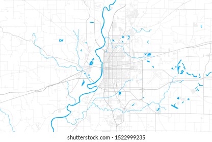 Rich detailed vector area map of Terre Haute, Indiana, USA. Map template for home decor.
