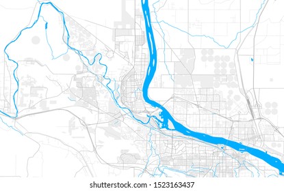 Rich detailed vector area map of Richland, Washington, USA. Map template for home decor.