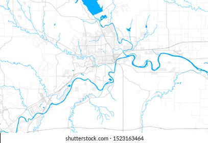 Rich detailed vector area map of Manhattan, Kansas, USA. Map template for home decor.