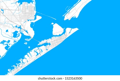 Rich Detailed Vector Area Map Of Galveston, Texas, United States Of America. Map Template For Home Decor.