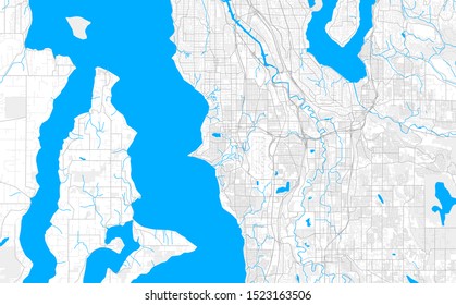 Rich detailed vector area map of Burien, Washington, United States of America. Map template for home decor.