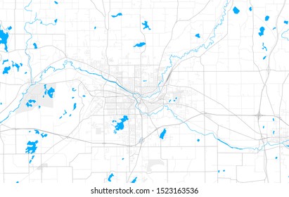 Rich detailed vector area map of Battle Creek, Michigan, United States of America. Map template for home decor.
