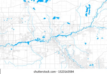 Rich detailed vector area map of Elkhart, Indiana, United States of America. Map template for home decor.