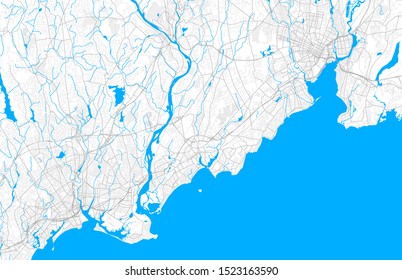 Rich detailed vector area map of Milford, Connecticut, United States of America. Map template for home decor.