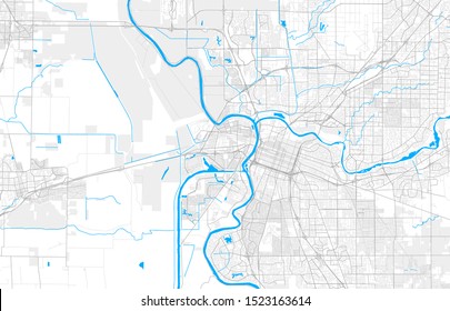 Rich Detailed Vector Area Map Of West Sacramento, California, United States Of America. Map Template For Home Decor.