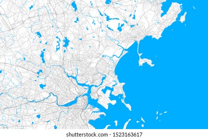 Rich detailed vector area map of Revere, Massachusetts, United States of America. Map template for home decor.