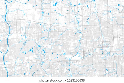 Rich detailed vector area map of Wheaton, Illinois, United States of America. Map template for home decor.