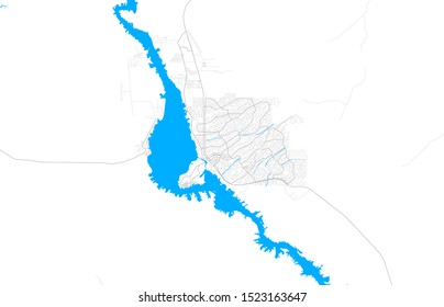 Rich detailed vector area map of Lake Havasu City, Arizona, United States of America. Map template for home decor.