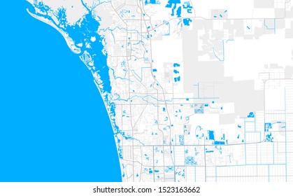 Rich detailed vector area map of Bonita Springs, Florida, USA. Map template for home decor.