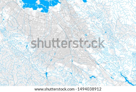 Rich detailed vector area map of San Jose, California, U.S.A.. Map template for home decor.