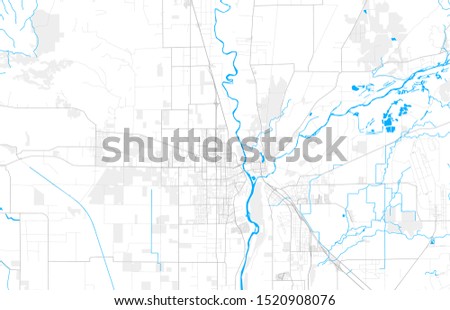 Rich detailed vector area map of Yuba City, California, USA. Map template for home decor.