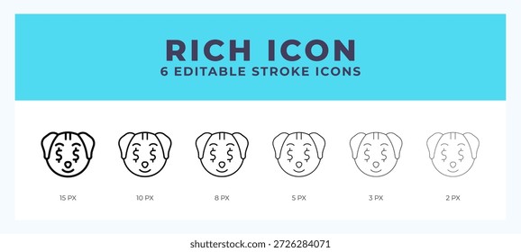 Rich dog line icon vector illustration in trendy style.