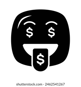 Rich emoji vector design, greedy expressions, dollar sign on tongue