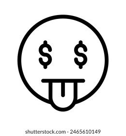 Rich emoji vector design, greedy expressions, dollar sign on tongue