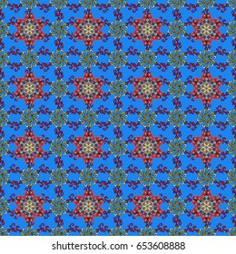 Rich ethnic striped seamless pattern geometric design. Colored mandala on colorful background. Vector illustration. Mandala style.