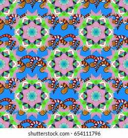 Rich ethnic striped seamless pattern geometric design. Vector illustration. Mandala style. Colored mandala on colorful background.