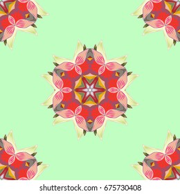 Rich ethnic striped seamless pattern geometric design. Mandala style. Colored mandala on colorful background. Vector illustration.