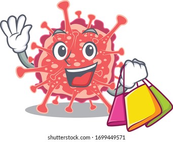 Rich and famous polyploviricotina cartoon character holding shopping bags