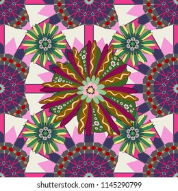 Rich fashionable floral texture for wallpaper, interior, tiles, print, textiles, packaging and various types of design. Vector seamless pattern with small flowers in a gray, violet and green colors.