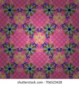 Rich fashionable floral texture for wallpaper, interior, tiles, print, textiles, packaging and various types of design. Vector seamless pattern with small flowers in a purple, brown and pink colors.