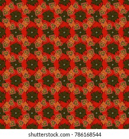 Rich fashionable floral texture for wallpaper, interior, tiles, print, textiles, packaging and various types of design. Vector seamless pattern with small flowers in a orange, red and brown colors.