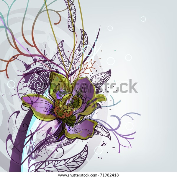 Rich Floral Background Single Blooming Orchid Stock Vector (Royalty ...