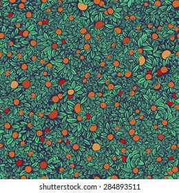 Rich fruit garden trees crown - vector seamless pattern