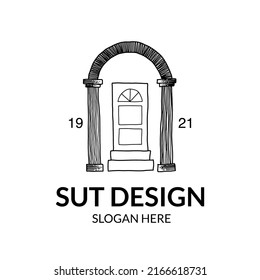 rich gates and doors with line art logo design style