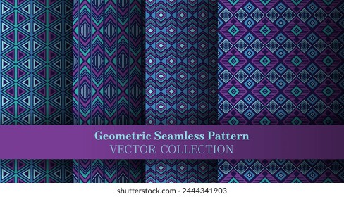 Rich geometrical argyle seamless pattern bundle. Tribal motif ethnic patterns. Argyle diamond geometric vector seamless ornament set. Cover background prints.