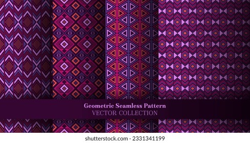 Rich geometrical chevron seamless ornament set. Arabian tracery ethnic patterns. Chevron zigzag geometric vector endless ornament collection. Cover background templates.
