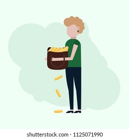 Rich Girl flat design, vector illustration on a turquoise background