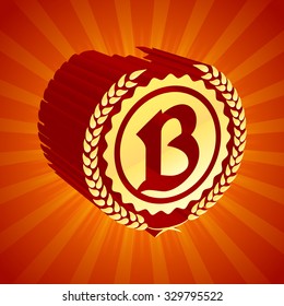 rich glossy creative 3d vector one writing as letterhead pattern on shiny shiny radial radiation background texture abstraction background scene red orange golden unusual sign rich business yellow imp
