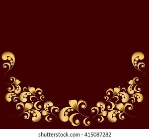 A rich gold pattern. Decorative frame. Border in a semicircle.