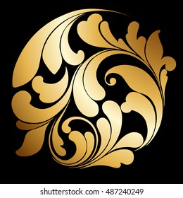 Rich gold pattern. Decorative ornament. 
