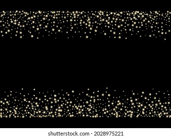 Rich Gold, Silver Glitter, Sparkles, Gradient Stars Confetti. Luxury Sparkling New Year Christmas Decoration Vector Background. Gold, Silver VIP Falling Stars Confetti. Sparkling Winter Frame.