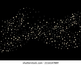 Rich Gold, Silver Glitter, Sparkles, Gradient Stars Confetti. Gold, Silver VIP Falling Stars Confetti. Sparkling Winter Frame. Elegant Premium New Year Christmas Celebration Vector Background.