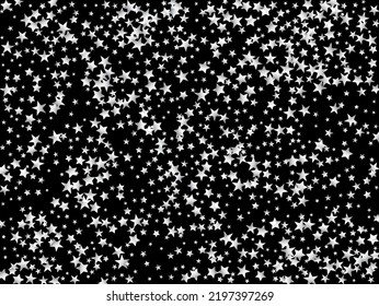 Rich Gold, Silver Glitter, Sparkles, Gradient Stars Confetti. Elegant Premium New Year Christmas Garland Vector Background. Gold, Silver VIP Flying Stars Confetti. Sparkling Winter Pattern.