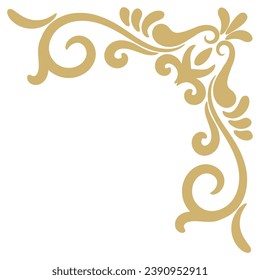 rich gold vintage baroque corner decorated in retro antique style acanthus Filigree typography decorative design You can use it for wedding decoration of greeting cards and laser cutting.