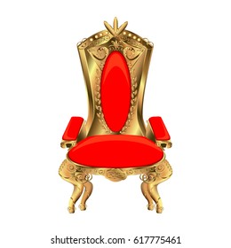 Rich golden throne isolated on white background