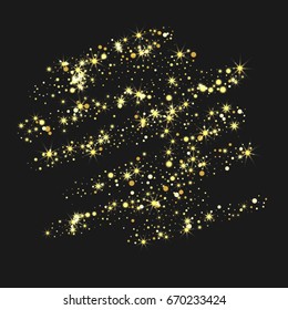 A rich golden vector. A golden Scribble. Luxury background, golden shine, shine on a black background. Premium Christmas, New Year, birthday celebration, fireworks.