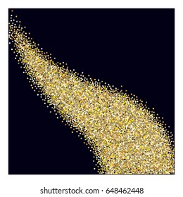 Rich golden vector sparkling confetti explosion. Luxurious background, gold glitter, shining sparkles on black background. VIP premium design element. Christmas, new year celebration. Amber particles.