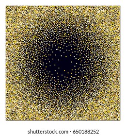 Rich golden vector sparkling confetti falling down. Luxurious background, golden glitter, shining sparkles on black background. VIP premium design element. Christmas, new year celebration, stardust